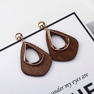 Wooden Drop Earrings With Gift Bag